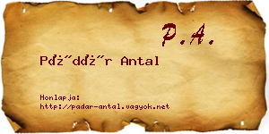 Pádár Antal névjegykártya